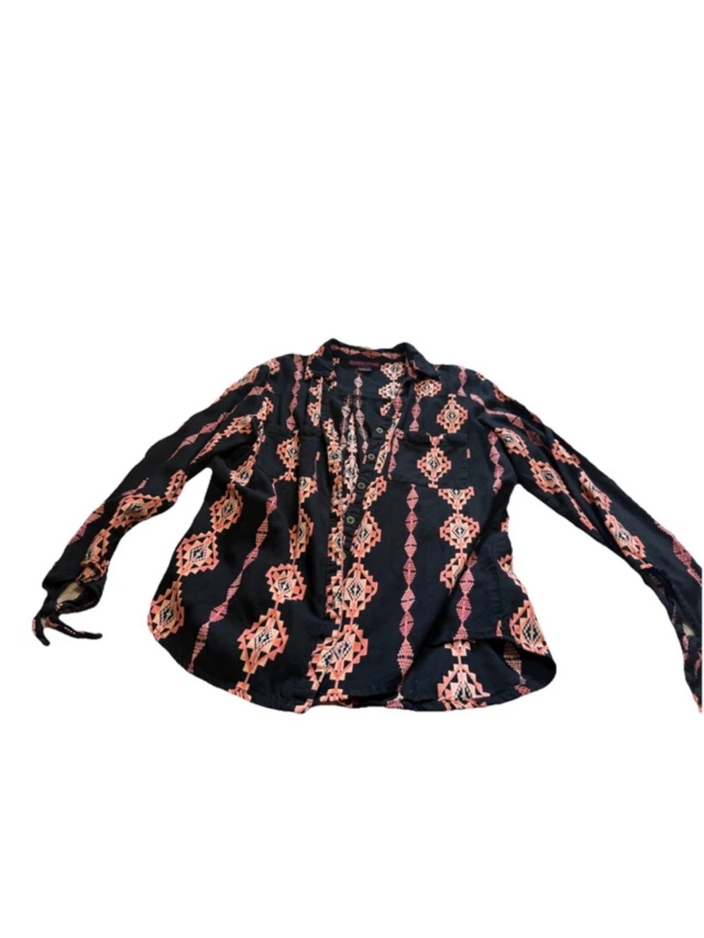 Rock & Roll Cowgirl Women’s Black/Pink Western Long Sleeve Shirt! Large